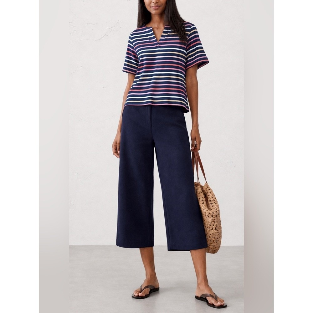 Croft & Barrow Multi Color Striped V-Neck Shirt